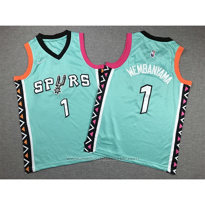 Maillot Enfant San Antonio Spurs Victor Wembanyama #1 Ville 2022-23 Vert
